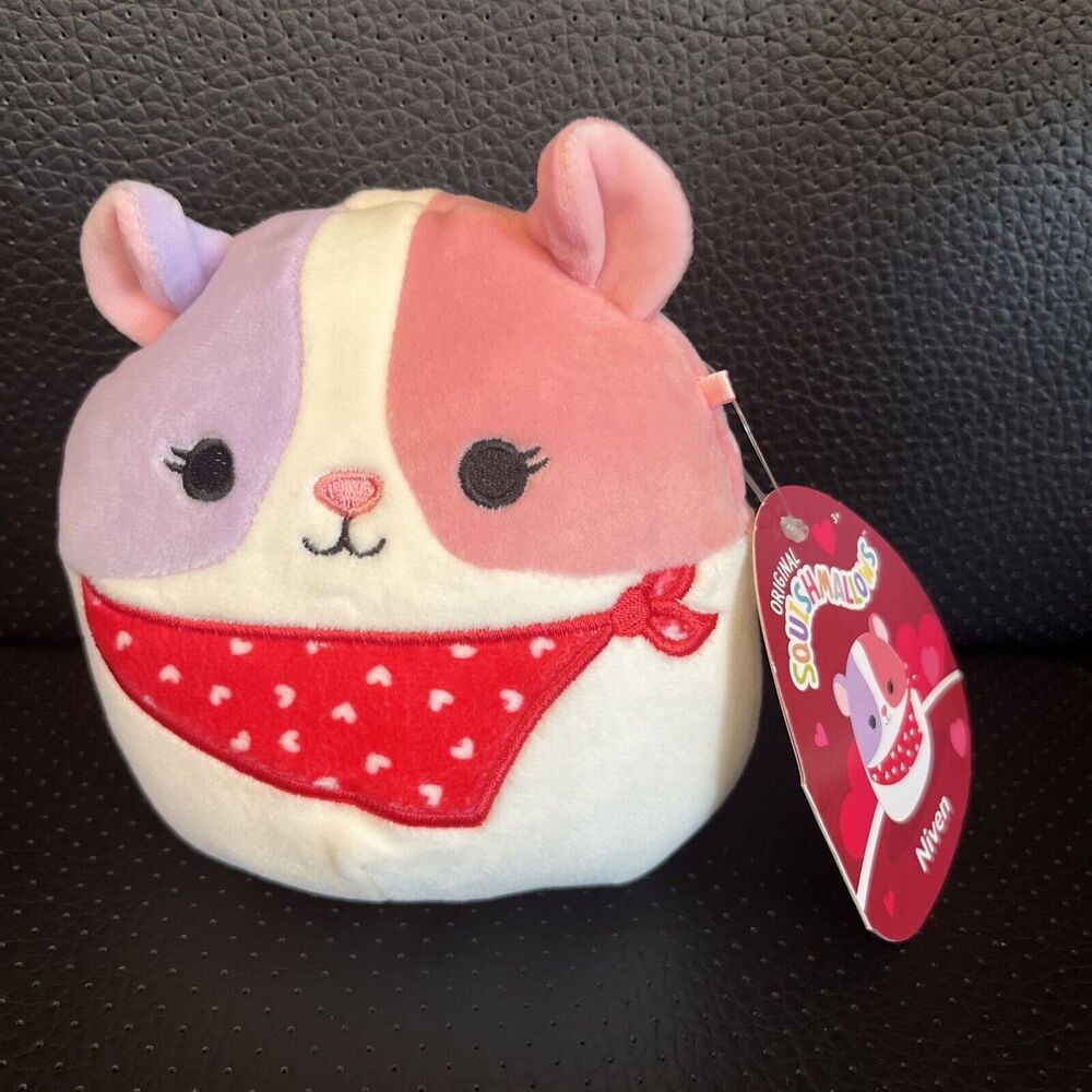 Squishmallows Official Kellytoy 5 Inch Soft Plush Valentines (Niven the Hamster)